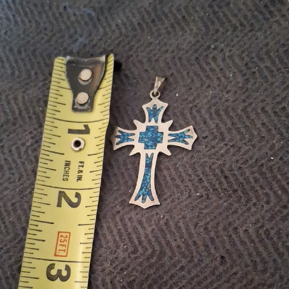 Blue and Silver Cross Pendant